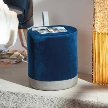 Taburet Osane, Inter Link, 38x32.5x43 cm, poliester, albastru/gri imagine