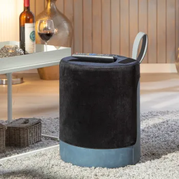 Taburet Osane, Inter Link, 38x32.5x43 cm, poliester, negru/albastru imagine