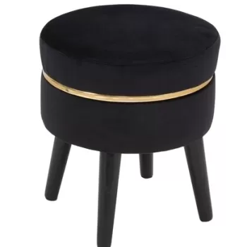 Taburet Paris, Mauro Ferretti, O35x40.5 cm, catifea, negru/auriu imagine