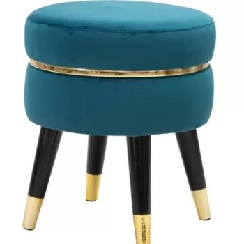Taburet Paris Teal, Mauro Ferretti, O 35x40.5 cm, lemn de pin/catifea, turcoaz imagine