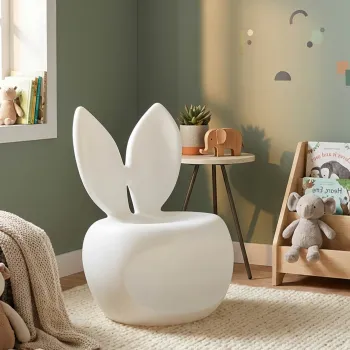 Taburet pentru copii, Mauro Ferretti, Bunny, 57x55x79 cm, plastic, alb imagine