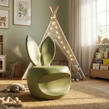 Taburet pentru copii, Mauro Ferretti, Bunny, 57x55x79 cm, plastic, verde imagine