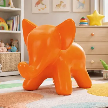 Taburet pentru copii, Mauro Ferretti, Elephant, 86x46x56 cm, plastic, portocaliu imagine