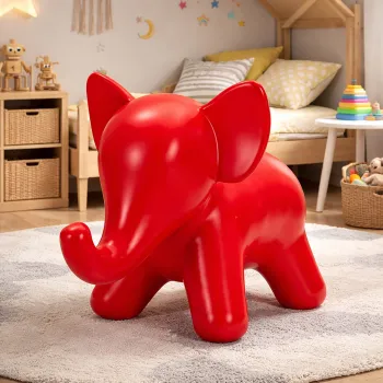 Taburet pentru copii, Mauro Ferretti, Elephant, 86x46x56 cm, plastic, rosu imagine