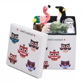 Taburet pliabil cu spatiu de depozitare Big Owls, Heinner Home, 37.5 x 38 x 38 cm, PVC, multicolor imagine