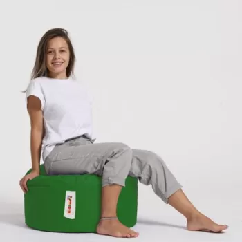 Taburet puf, Round Pouf, Ferndale, 55x30 cm, poliester impermeabil, verde imagine