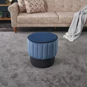 Taburet Rose Puf, Balcab Home, 40x40x40 cm, lemn, albastru imagine