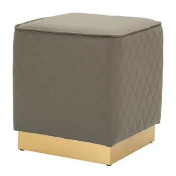 Taburet Sharon, Mauro Ferretti, 38x38x38 cm, piele ecologica/lemn de pin/metal, gri/auriu imagine