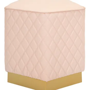 Taburet Sharon, Mauro Ferretti, 38x38x38 cm, piele ecologica/lemn de pin/metal, roz/auriu imagine