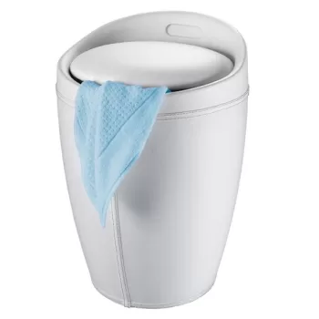 Taburet, Wenko, Candy White Leather, cos de rufe inclus, 55 L, plastic/poliester, natur imagine