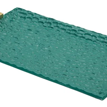 Tava decorativa Grent, Mauro Ferretti, 34x19.5x3 cm, polirasina, verde/auriu imagine