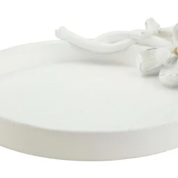 Tava decorativa Magnolia, Mauro Ferretti, 24x21x6 cm, polirasina, alb imagine