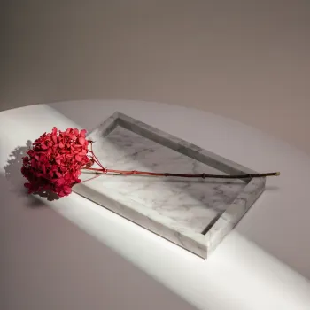 Tava decorativa Marmuri, Homla, 25x15x3 cm, marmura, alb/gri imagine