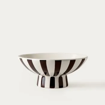 Tava decorativa Virelle, Homla, 28x12 cm, ceramica, alb/negru imagine