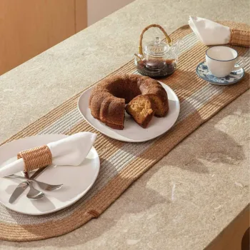 Traversa de masa, 9027116, Bumbac, Natural / Gri imagine