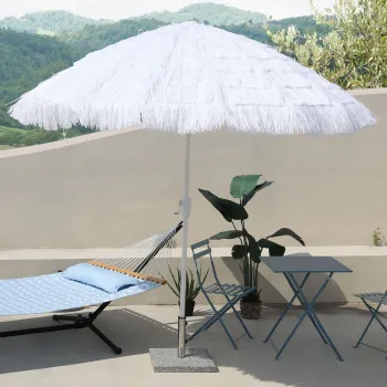 Umbrela cu manivela pentru gradina/terasa Chilubi, 250x245 cm, otel/poliester, alb imagine