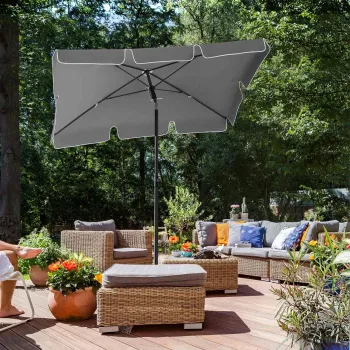Umbrela dreptunghiulara pentru terasa, gradina, plaja Songmics, 200x125 cm, protectie solara UPF 50+, gri imagine