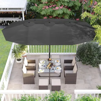 Umbrela dubla pentru gradina, terasa si spatii comerciale, Songmics, 460 x 270 cm, protectie UV 50+, gri imagine