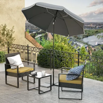 Umbrela pentru terasa, gradina, plaja, Songmics, D160 cm,  protectie solara UPF 50+, gri imagine