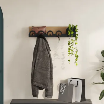 Umeras, Decortie, Liora Hanger, 63x14x14 cm, Metal, Stejar imagine