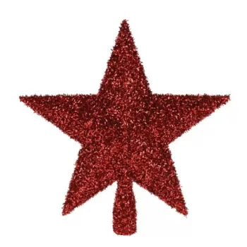 Varf decorativ pentru brad Star, 30x30 cm, polipropilena, rosu imagine