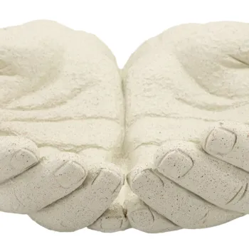 Vas decorativ Hand Tray Stons, Mauro Ferretti, 22.7x20x7.3 cm, polirasina, crem imagine