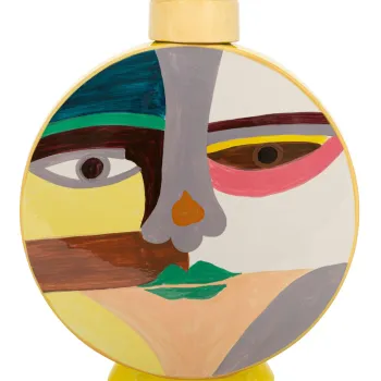 Vas decorativ Piccassy Round, Mauro Ferretti, 28x9x33 cm, ceramica, multicolor imagine
