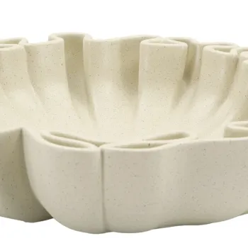 Vas decorativ Stons, Mauro Ferretti, 30.5x29x7.5 cm, polirasina, crem imagine