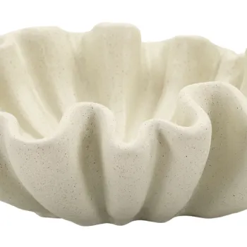 Vas decorativ Stons, Mauro Ferretti, 31x9 cm, polirasina, crem imagine