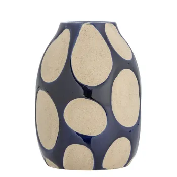 Vaza decorativa, Bloomingville, Bashir, 14.5x20 cm, ceramica, albastru imagine