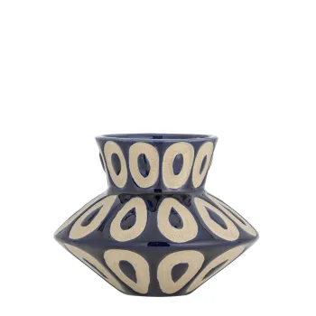 Vaza decorativa, Bloomingville, Bashir, 16x12 cm, ceramica, albastru imagine