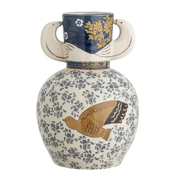 Vaza decorativa, Bloomingville, Hezha, 16.5x23.5 cm, ceramica, albastru imagine