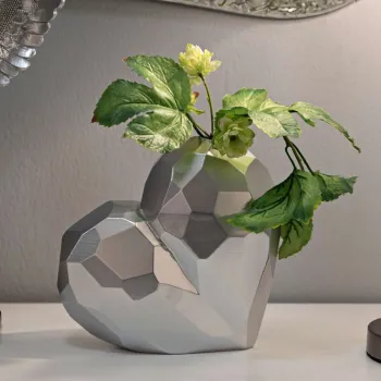 Vaza decorativa Heart, Mauro Ferretti, 19x9x18 cm, polirasina, argintiu imagine