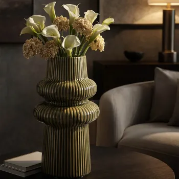 Vaza decorativa, Mauro Ferretti, Harmony, 18x36 cm, ceramica, verde imagine