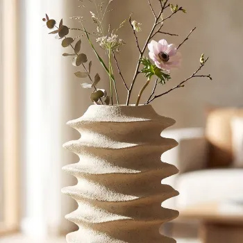 Vaza decorativa, Mauro Ferretti, Japandi Style, 25.5x35.5 cm, polirasina, nisip imagine