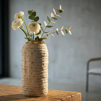 Vaza decorativa, Mauro Ferretti, Lima, 12.5x25 cm, ceramica, gri/auriu imagine