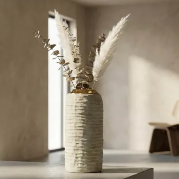 Vaza decorativa, Mauro Ferretti, Lima, 14x30 cm, ceramica, gri/auriu imagine