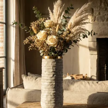 Vaza decorativa, Mauro Ferretti, Lima, 14x31.5 cm, ceramica, gri/auriu imagine