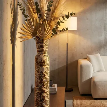 Vaza decorativa, Mauro Ferretti, Nairobi, 16x86 cm, polirasina, alb/negru imagine