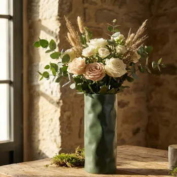 Vaza decorativa, Mauro Ferretti, Norimberga, 12x30 cm, fier, verde deschis imagine