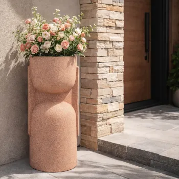 Vaza decorativa, Mauro Ferretti, Nui Outdoor, 36x34x70.5 cm, polirasina, rosu imagine