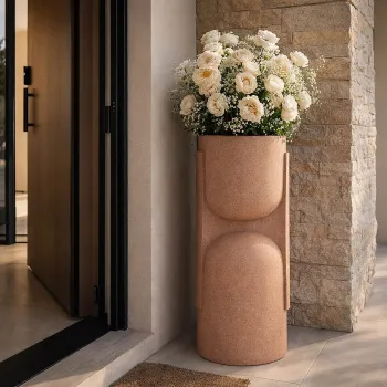 Vaza decorativa, Mauro Ferretti, Nui Outdoor, 38x36x91 cm, polirasina, rosu imagine