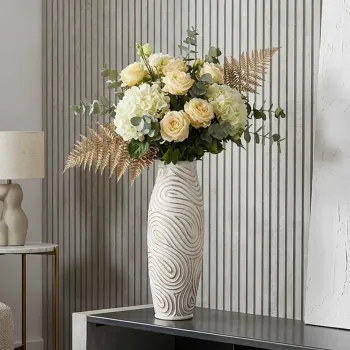 Vaza decorativa, Mauro Ferretti, Oblix, 18.5x50 cm, polirasina, alb decolorat imagine