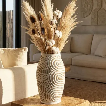 Vaza decorativa, Mauro Ferretti, Oblix, 19.5x35 cm, polirasina, alb decolorat imagine