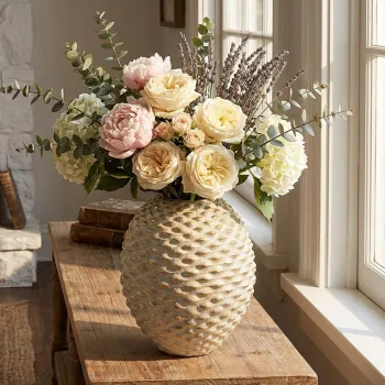 Vaza decorativa, Mauro Ferretti, Pepipas, 23.5x28.5 cm, ceramica, gri/auriu imagine