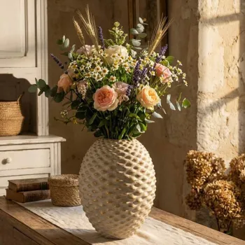 Vaza decorativa, Mauro Ferretti, Pepipas, 29.5x36 cm, ceramica, gri/auriu imagine