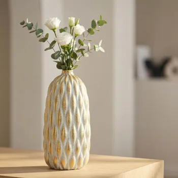 Vaza decorativa, Mauro Ferretti, Pepitas, 18.5x37.5 cm, ceramica, gri/auriu imagine