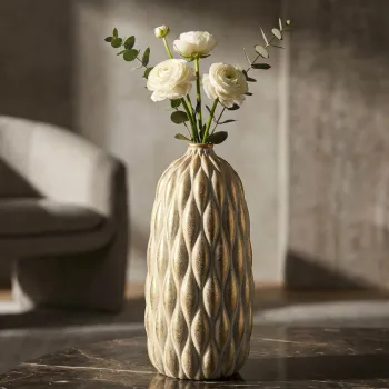 Vaza decorativa, Mauro Ferretti, Pepitas, 22x44 cm, ceramica, gri/auriu imagine