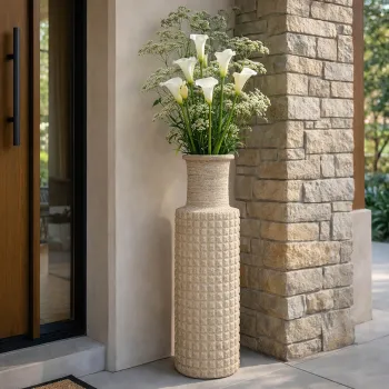 Vaza decorativa, Mauro Ferretti, Sand Outdoor, 24.5x97 cm, polirasina, bej imagine