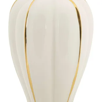 Vaza decorativa Potter, Mauro Ferretti, 21x40 cm, ceramica, alb/auriu imagine